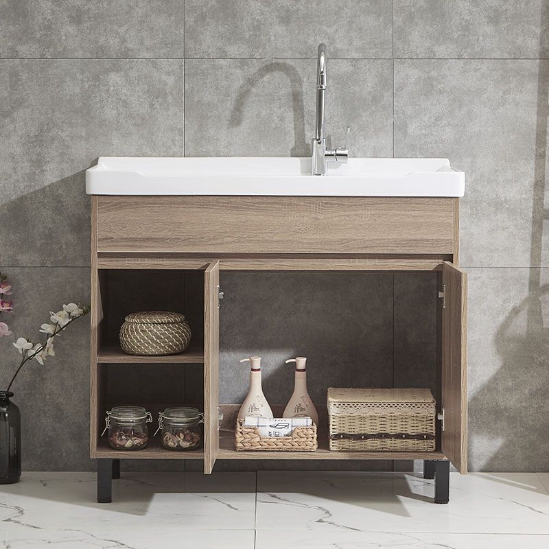 Modern Wood Bathroom Vanity Set Freestanding Single-Sink Bath Vanity Clearhalo 'Bathroom Remodel & Bathroom Fixtures' 'Bathroom Vanities' 'bathroom_vanities' 'Home Improvement' 'home_improvement' 'home_improvement_bathroom_vanities' 1200x1200_58a72eec-7cf0-4386-b7cb-6cf63c6794f0