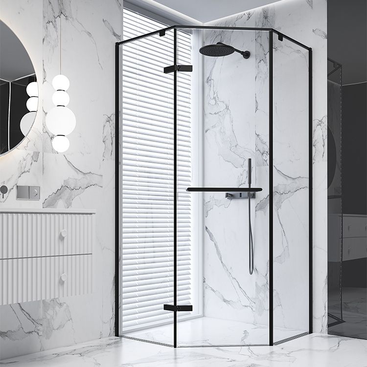 Neo-Angle Shower Enclosure Semi Frameless Door Hinged Shower Room Clearhalo 'Bathroom Remodel & Bathroom Fixtures' 'Home Improvement' 'home_improvement' 'home_improvement_shower_stalls_enclosures' 'Shower Stalls & Enclosures' 'shower_stalls_enclosures' 'Showers & Bathtubs' 1200x1200_58b7d3a5-c582-48dc-9651-39e77ba4089a