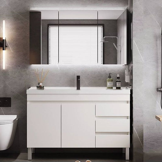 White Modern Wood Rectangular Open Console with Sink Set Faucet Included Clearhalo 'Bathroom Remodel & Bathroom Fixtures' 'Bathroom Vanities' 'bathroom_vanities' 'Home Improvement' 'home_improvement' 'home_improvement_bathroom_vanities' 1200x1200_58bd442c-1546-4066-a61c-2328b2ac4f42