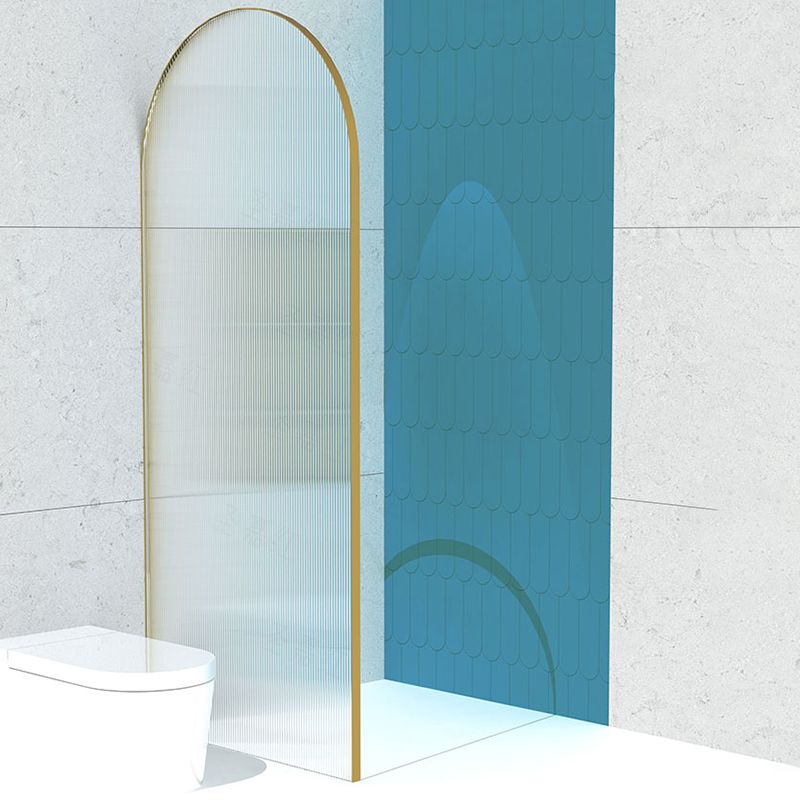 Metal Shower Door in Gold Finish, Tempered Single Fixed Framed Shower Bath Door Clearhalo 'Bathroom Remodel & Bathroom Fixtures' 'Home Improvement' 'home_improvement' 'home_improvement_shower_tub_doors' 'Shower and Tub Doors' 'shower_tub_doors' 'Showers & Bathtubs' 1200x1200_58c30f82-1c65-4b53-b18c-b343d4368e6f