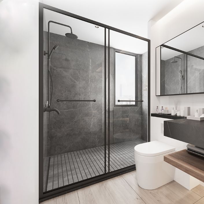 Double Sliding Shower Door Full Frame Tempered Glass Shower Door Clearhalo 'Bathroom Remodel & Bathroom Fixtures' 'Home Improvement' 'home_improvement' 'home_improvement_shower_tub_doors' 'Shower and Tub Doors' 'shower_tub_doors' 'Showers & Bathtubs' 1200x1200_58d41e07-0802-43e5-991c-70f30e51a6b7