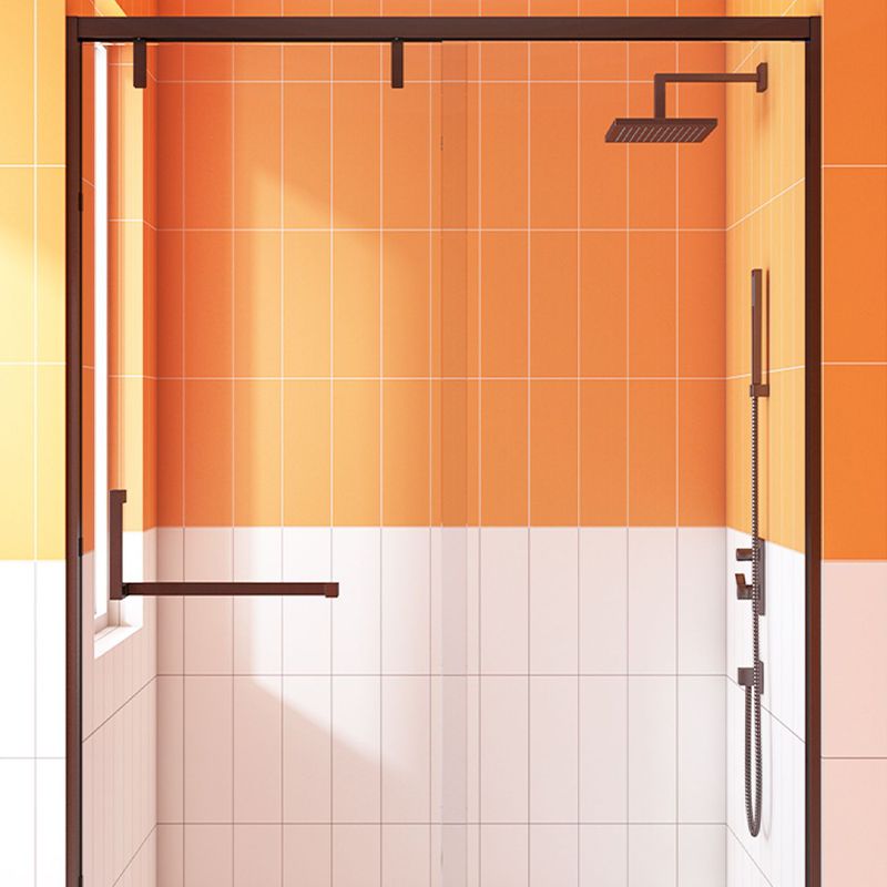 Narrow Edge Semi Frameless Shower Door Tempered Glass Single Sliding Shower Door Clearhalo 'Bathroom Remodel & Bathroom Fixtures' 'Home Improvement' 'home_improvement' 'home_improvement_shower_tub_doors' 'Shower and Tub Doors' 'shower_tub_doors' 'Showers & Bathtubs' 1200x1200_58da49fe-e39e-433b-bc9d-a045e6dc7adf