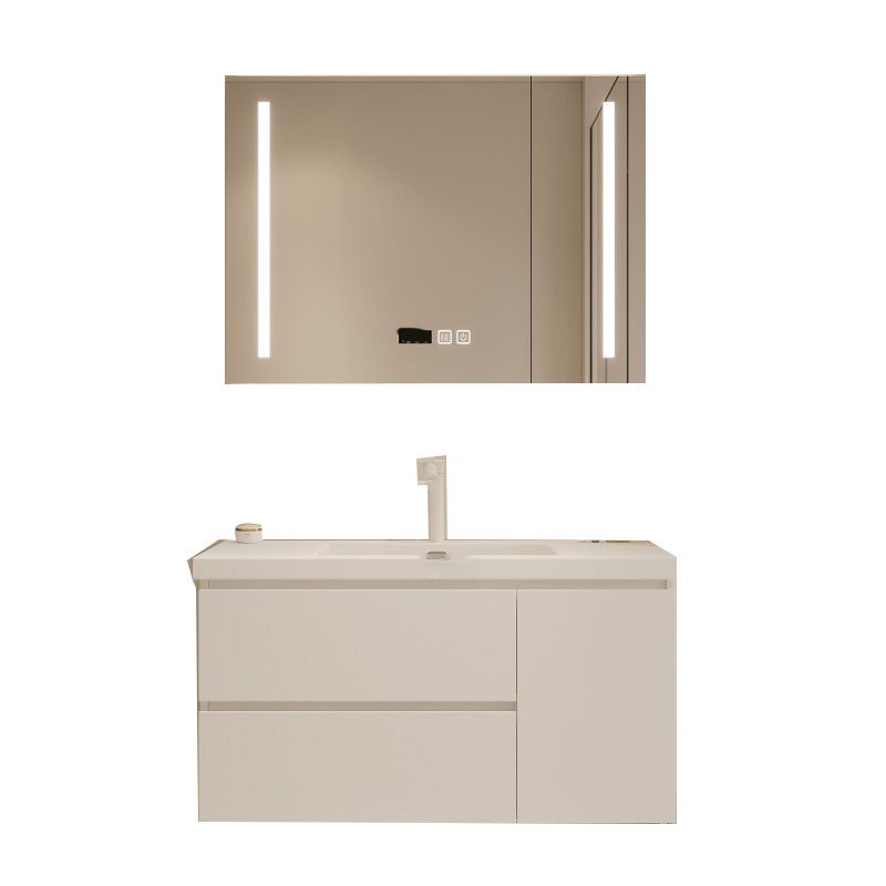 Drawers Vanity Set White Wood Rectangle Single Sink Wall Mount Bath Vanity with Mirror Clearhalo 'Bathroom Remodel & Bathroom Fixtures' 'Bathroom Vanities' 'bathroom_vanities' 'Home Improvement' 'home_improvement' 'home_improvement_bathroom_vanities' 1200x1200_58e1ec5b-d31f-4620-92f4-bec60f584595