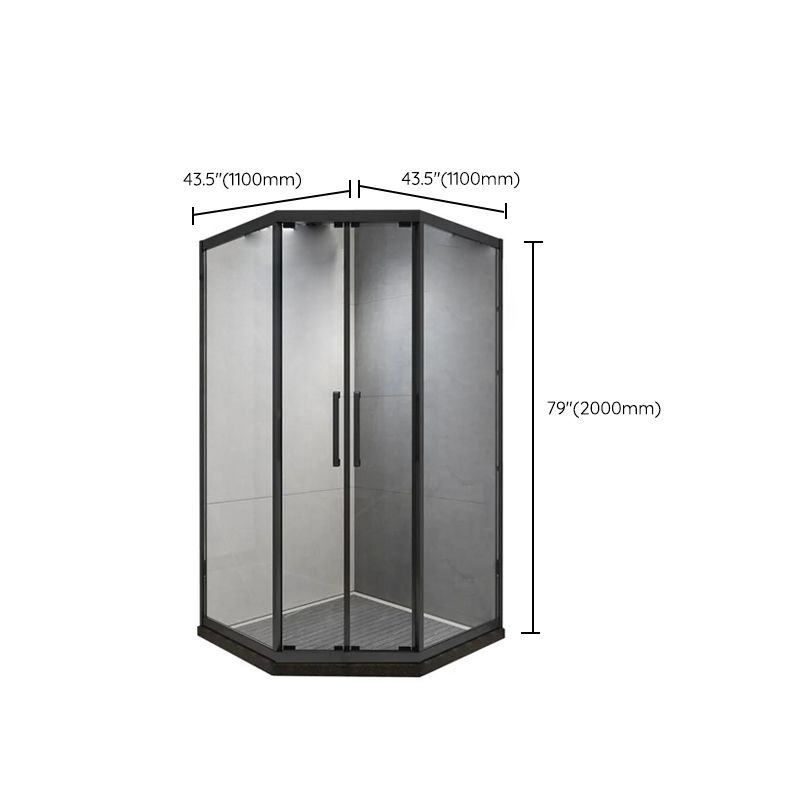 Black Double Sliding Shower Bath Door Framed Clear Shower Doors Clearhalo 'Bathroom Remodel & Bathroom Fixtures' 'Home Improvement' 'home_improvement' 'home_improvement_shower_tub_doors' 'Shower and Tub Doors' 'shower_tub_doors' 'Showers & Bathtubs' 1200x1200_58e328ce-a6dd-4296-86e2-fcfdfd461561