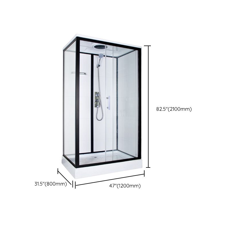Tempered Glass Shower Stall Home Shower Stall with Towel Bar and Rain Shower Clearhalo 'Bathroom Remodel & Bathroom Fixtures' 'Home Improvement' 'home_improvement' 'home_improvement_shower_stalls_enclosures' 'Shower Stalls & Enclosures' 'shower_stalls_enclosures' 'Showers & Bathtubs' 1200x1200_58f38fb5-61c2-4983-8ff2-1d426a241ded