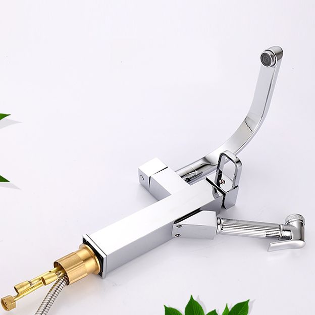 Metal Standard Kitchen Faucet Modern Style Kitchen Faucet with Pull out Sprayer Clearhalo 'Home Improvement' 'home_improvement' 'home_improvement_kitchen_faucets' 'Kitchen Faucets' 'Kitchen Remodel & Kitchen Fixtures' 'Kitchen Sinks & Faucet Components' 'kitchen_faucets' 1200x1200_59013fcb-25b7-4c25-b422-268ff95c9f44