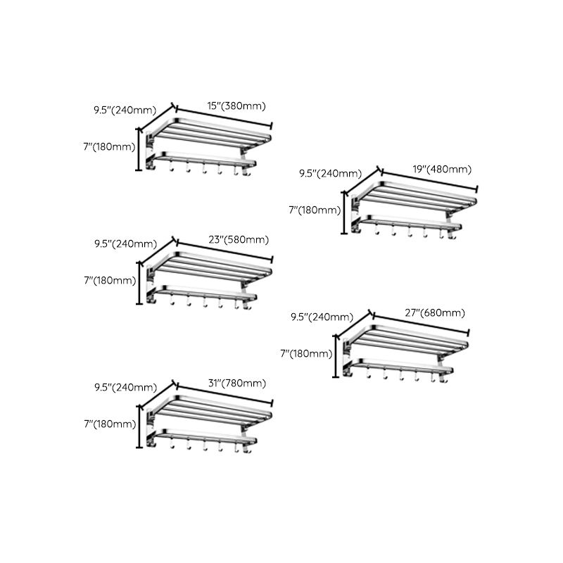 Contemporary Bath Hardware Set in Stainless Steel Chrome Robe Hooks/Towel Bar Clearhalo 'Bathroom Hardware Sets' 'Bathroom Hardware' 'Bathroom Remodel & Bathroom Fixtures' 'bathroom_hardware_sets' 'Home Improvement' 'home_improvement' 'home_improvement_bathroom_hardware_sets' 1200x1200_5919eedb-67db-480e-89f5-337447876e9d