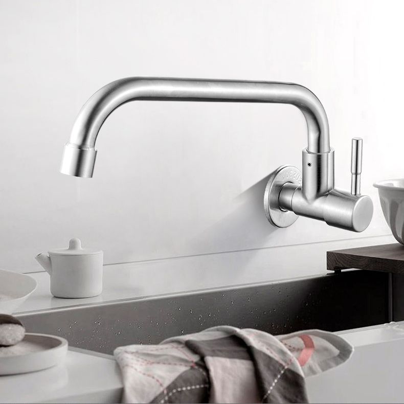 Modern Bridge Faucet 304 Stainless Steel Knob Handle Swivel Spout Wall Mounted Faucet Clearhalo 'Home Improvement' 'home_improvement' 'home_improvement_kitchen_faucets' 'Kitchen Faucets' 'Kitchen Remodel & Kitchen Fixtures' 'Kitchen Sinks & Faucet Components' 'kitchen_faucets' 1200x1200_5928be92-9900-45a4-98e9-95713655cc02