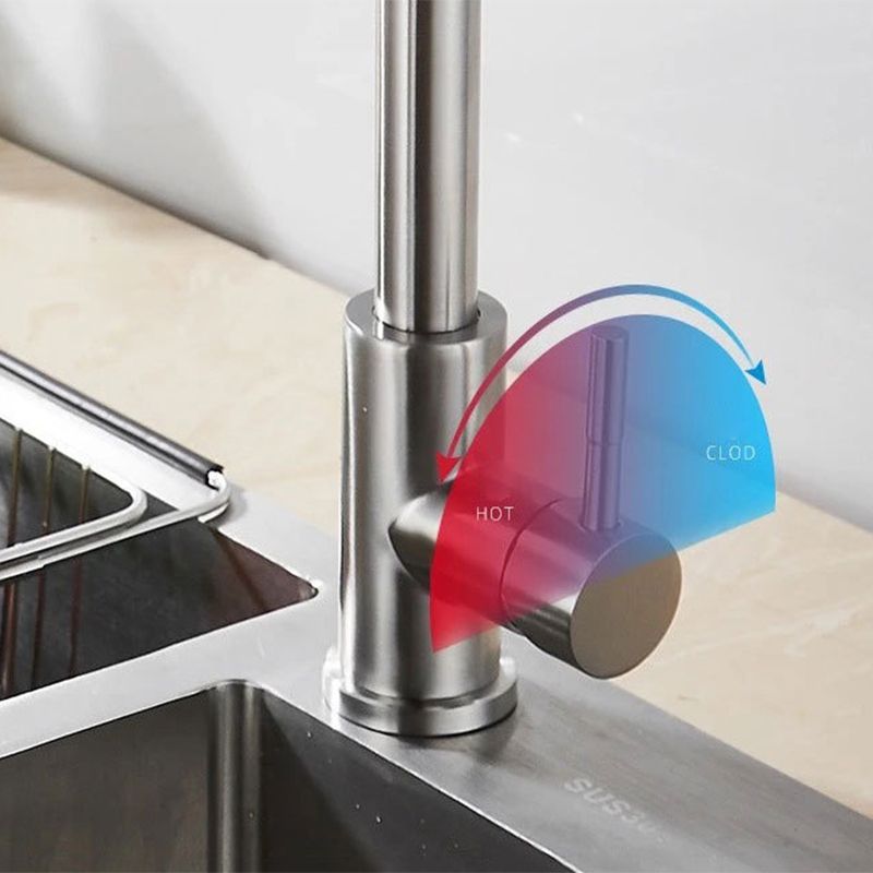 Modern 1-Handle Faucet Stainless Steel Pull down Standard Kitchen Faucet Clearhalo 'Home Improvement' 'home_improvement' 'home_improvement_kitchen_faucets' 'Kitchen Faucets' 'Kitchen Remodel & Kitchen Fixtures' 'Kitchen Sinks & Faucet Components' 'kitchen_faucets' 1200x1200_59423abb-1534-40f2-8401-3c637bcc1676