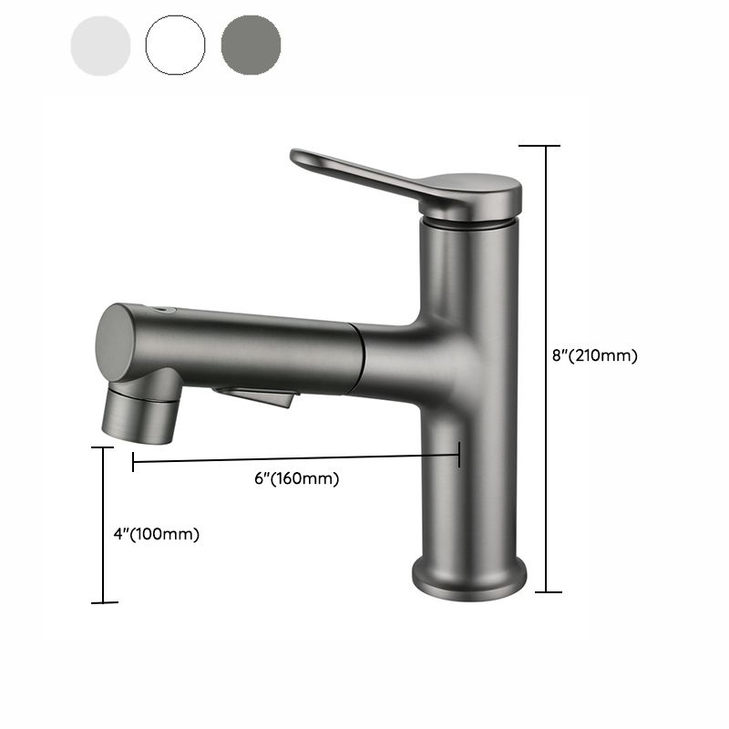 Pull-out Bathroom Sink Faucet Brass Contemporary Faucet with Water Hose Clearhalo 'Bathroom Remodel & Bathroom Fixtures' 'Bathroom Sink Faucets' 'Bathroom Sinks & Faucet Components' 'bathroom_sink_faucets' 'Home Improvement' 'home_improvement' 'home_improvement_bathroom_sink_faucets' 1200x1200_59502022-5c9e-4b62-8e55-c8a8de4aefe4