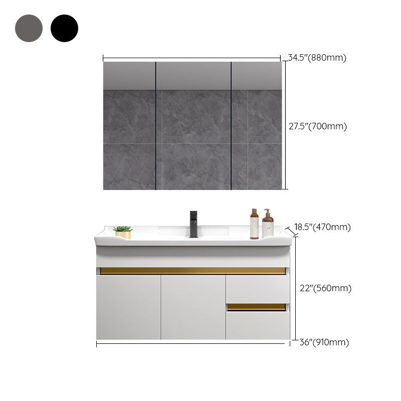 Scratch Resistant Bath Vanity Grey Drawers Wood Frame Mirror Wall Mount 2 Doors Vanity Clearhalo 'Bathroom Remodel & Bathroom Fixtures' 'Bathroom Vanities' 'bathroom_vanities' 'Home Improvement' 'home_improvement' 'home_improvement_bathroom_vanities' 1200x1200_59655b05-6a6b-48cd-9548-48eda8296ecd