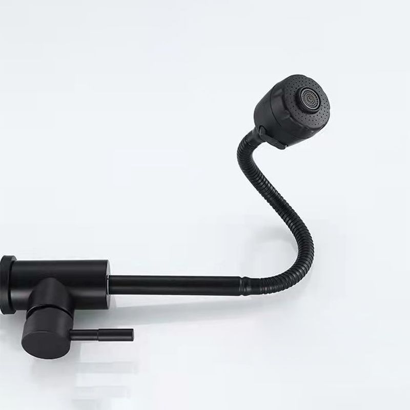 Modern 1-Handle 1-Hole Faucets Black and Silver Standard Kitchen Faucet Clearhalo 'Home Improvement' 'home_improvement' 'home_improvement_kitchen_faucets' 'Kitchen Faucets' 'Kitchen Remodel & Kitchen Fixtures' 'Kitchen Sinks & Faucet Components' 'kitchen_faucets' 1200x1200_597a7185-6937-4f30-b46b-9ea4f49d0d84