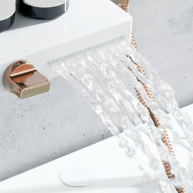 Wall Mount Tub Filler Modern Brass Triple Knob Handle Waterfall Tub Filler with Handshower Clearhalo 'Bathroom Remodel & Bathroom Fixtures' 'Bathtub Faucets' 'bathtub_faucets' 'Home Improvement' 'home_improvement' 'home_improvement_bathtub_faucets' 1200x1200_59a348d0-0814-4a31-ac8e-673dd1f2fd83