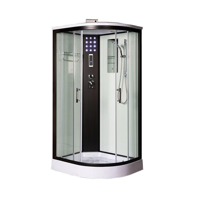 Tempered Glass Shower Stall Black Double Sliding Door Shower Enclosure Clearhalo 'Bathroom Remodel & Bathroom Fixtures' 'Home Improvement' 'home_improvement' 'home_improvement_shower_stalls_enclosures' 'Shower Stalls & Enclosures' 'shower_stalls_enclosures' 'Showers & Bathtubs' 1200x1200_59b59f1e-4e15-4c14-902b-10be4f676c12