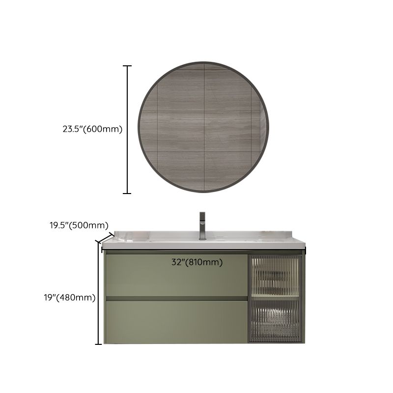 Waterproof Vanity Green Wood Frame Single Sink Drawers Mirror Wall-Mounted Vanity Clearhalo 'Bathroom Remodel & Bathroom Fixtures' 'Bathroom Vanities' 'bathroom_vanities' 'Home Improvement' 'home_improvement' 'home_improvement_bathroom_vanities' 1200x1200_59b85a56-ceb1-456e-9e02-737b1f63ee22