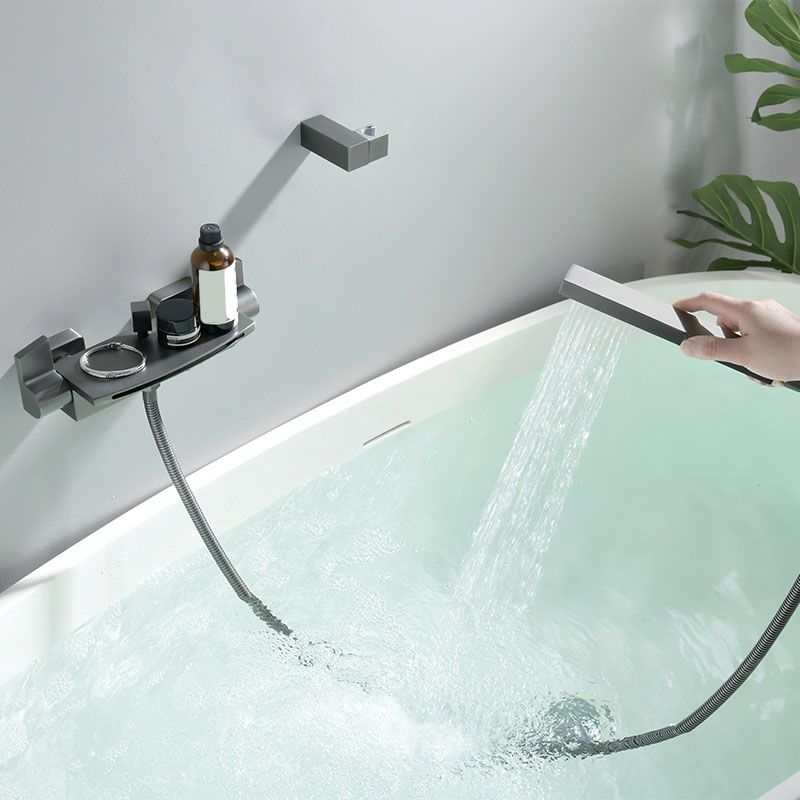 Modern Bathtub Faucet Handheld Shower Head Wall-mounted Waterfall Faucet Clearhalo 'Bathroom Remodel & Bathroom Fixtures' 'Bathtub Faucets' 'bathtub_faucets' 'Home Improvement' 'home_improvement' 'home_improvement_bathtub_faucets' 1200x1200_59cb6778-bec9-43a5-996a-290984928e9d