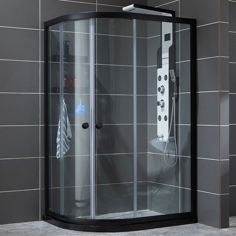Frame Shower Bath Door Black Transparent Double Sliding Shower Doors Clearhalo 'Bathroom Remodel & Bathroom Fixtures' 'Home Improvement' 'home_improvement' 'home_improvement_shower_tub_doors' 'Shower and Tub Doors' 'shower_tub_doors' 'Showers & Bathtubs' 1200x1200_5a183f1e-e7dc-44cc-8f18-f1d1742f8045