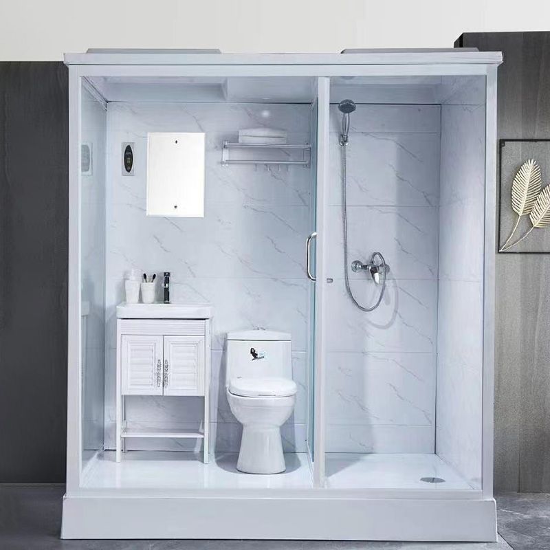 Rectangular Frosted Glass Shower Enclosure Single Sliding Framed Shower Enclosure Clearhalo 'Bathroom Remodel & Bathroom Fixtures' 'Home Improvement' 'home_improvement' 'home_improvement_shower_stalls_enclosures' 'Shower Stalls & Enclosures' 'shower_stalls_enclosures' 'Showers & Bathtubs' 1200x1200_5a32394c-b79e-4310-b9b6-4c1f842cbb90
