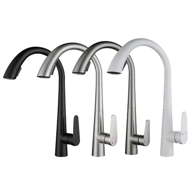 Modern Style Kitchen Faucet 304 Stainless Steel Single Handle Gooseneck Kitchen Faucet Clearhalo 'Home Improvement' 'home_improvement' 'home_improvement_kitchen_faucets' 'Kitchen Faucets' 'Kitchen Remodel & Kitchen Fixtures' 'Kitchen Sinks & Faucet Components' 'kitchen_faucets' 1200x1200_5a3cebf0-2d20-4b7e-b469-c46fe395da9d