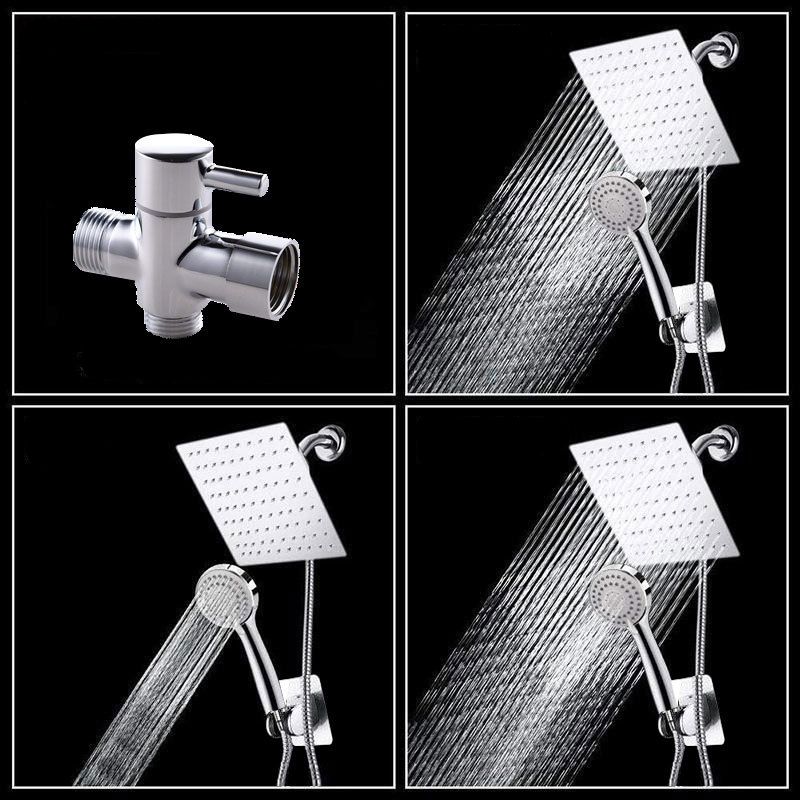 Modern Pull down Dual Shower Head Square High Arch Shower Head Combo Clearhalo 'Bathroom Remodel & Bathroom Fixtures' 'Home Improvement' 'home_improvement' 'home_improvement_shower_heads' 'Shower Heads' 'shower_heads' 'Showers & Bathtubs Plumbing' 'Showers & Bathtubs' 1200x1200_5a3ef5d6-8fab-4726-823e-bd8be2714704