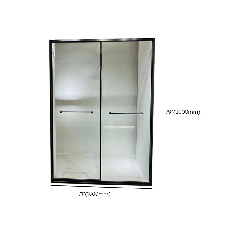 Tempered Glass Shower Bath Door Sliding Transparent Metal Framed Shower Door Clearhalo 'Bathroom Remodel & Bathroom Fixtures' 'Home Improvement' 'home_improvement' 'home_improvement_shower_tub_doors' 'Shower and Tub Doors' 'shower_tub_doors' 'Showers & Bathtubs' 1200x1200_5a6ba6f8-816e-4690-bac4-dfc6bcf628b7
