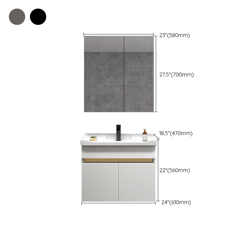 Scratch Resistant Bath Vanity Grey Drawers Wood Frame Mirror Wall Mount 2 Doors Vanity Clearhalo 'Bathroom Remodel & Bathroom Fixtures' 'Bathroom Vanities' 'bathroom_vanities' 'Home Improvement' 'home_improvement' 'home_improvement_bathroom_vanities' 1200x1200_5a860298-c100-4b6d-a632-2df355d93a33