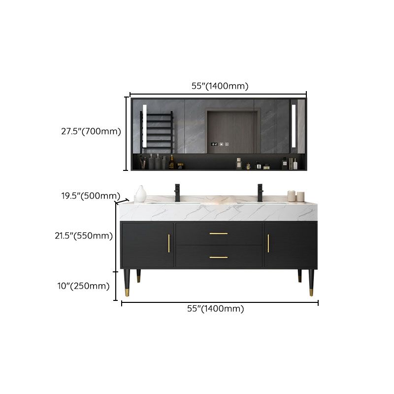Modern Freestanding Sink Vanity with Mirror Doors Drawers for Bathroom