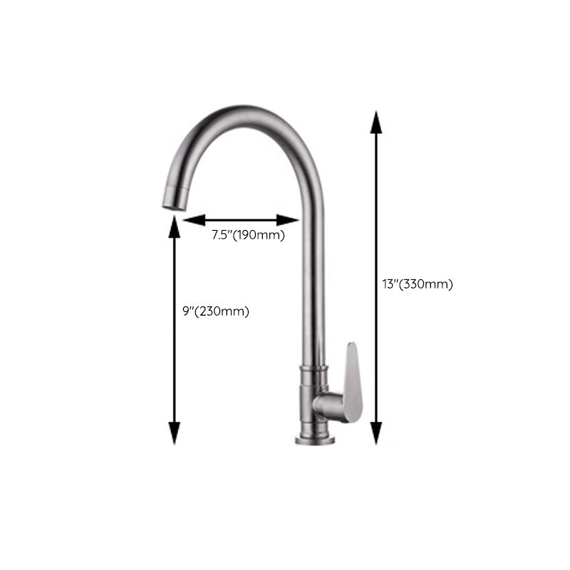 Contemporary Kitchen Faucet Stainless Steel Swivel Spout Standard Kitchen Faucets Clearhalo 'Home Improvement' 'home_improvement' 'home_improvement_kitchen_faucets' 'Kitchen Faucets' 'Kitchen Remodel & Kitchen Fixtures' 'Kitchen Sinks & Faucet Components' 'kitchen_faucets' 1200x1200_5ac41647-5ea5-4ca9-a036-6f367bcd28d7