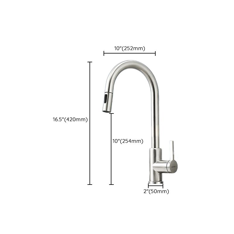 High Arch Kitchen Faucet Stainless Steel Kitchen Faucet with No Sensor Clearhalo 'Home Improvement' 'home_improvement' 'home_improvement_kitchen_faucets' 'Kitchen Faucets' 'Kitchen Remodel & Kitchen Fixtures' 'Kitchen Sinks & Faucet Components' 'kitchen_faucets' 1200x1200_5ac8d5fb-d432-46c1-ad3f-2f77bcb3f3e7