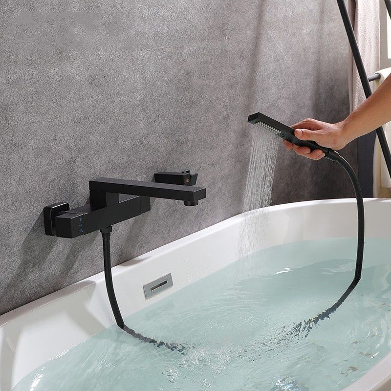Modern Bathroom Faucet Solid Color Wall Mounted Faucet with Handheld Shower Head Clearhalo 'Bathroom Remodel & Bathroom Fixtures' 'Bathtub Faucets' 'bathtub_faucets' 'Home Improvement' 'home_improvement' 'home_improvement_bathtub_faucets' 1200x1200_5ac97ef0-4f96-45b0-9458-0bd01a487d3b