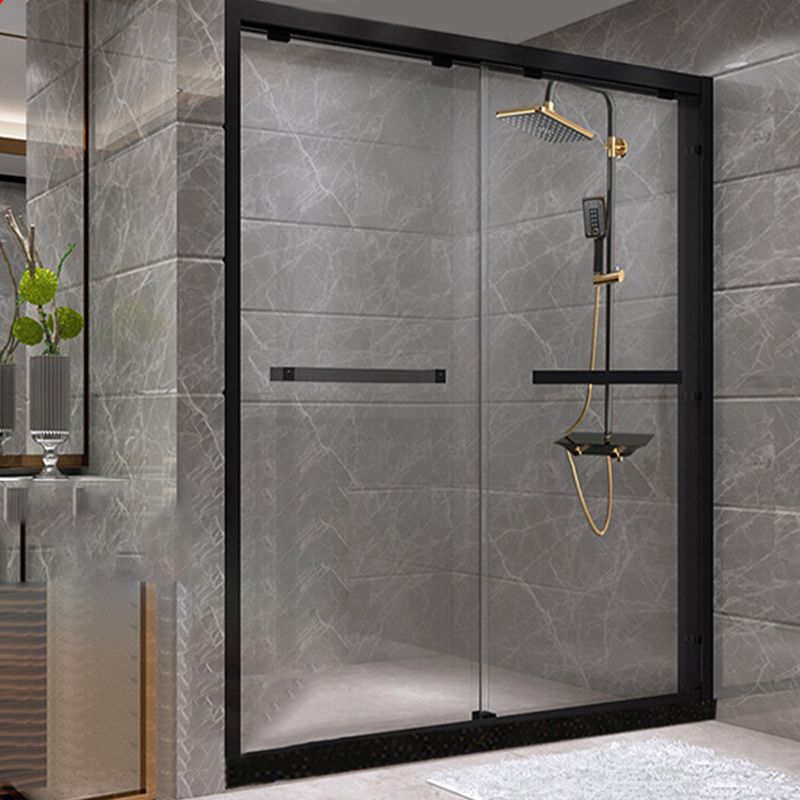 Tempered Glass Bathroom Door, Double Sliding Semi Frameless Shower Door Clearhalo 'Bathroom Remodel & Bathroom Fixtures' 'Home Improvement' 'home_improvement' 'home_improvement_shower_tub_doors' 'Shower and Tub Doors' 'shower_tub_doors' 'Showers & Bathtubs' 1200x1200_5ace72bc-ad82-46fa-8fab-f8c1b04733fa