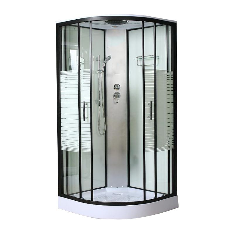 Contemporary Shower Kit Clear Tempered Framed Arc Shape Shower Stall Clearhalo 'Bathroom Remodel & Bathroom Fixtures' 'Home Improvement' 'home_improvement' 'home_improvement_shower_stalls_enclosures' 'Shower Stalls & Enclosures' 'shower_stalls_enclosures' 'Showers & Bathtubs' 1200x1200_5b13e41b-0b2e-4f19-888c-d2fd79952f58