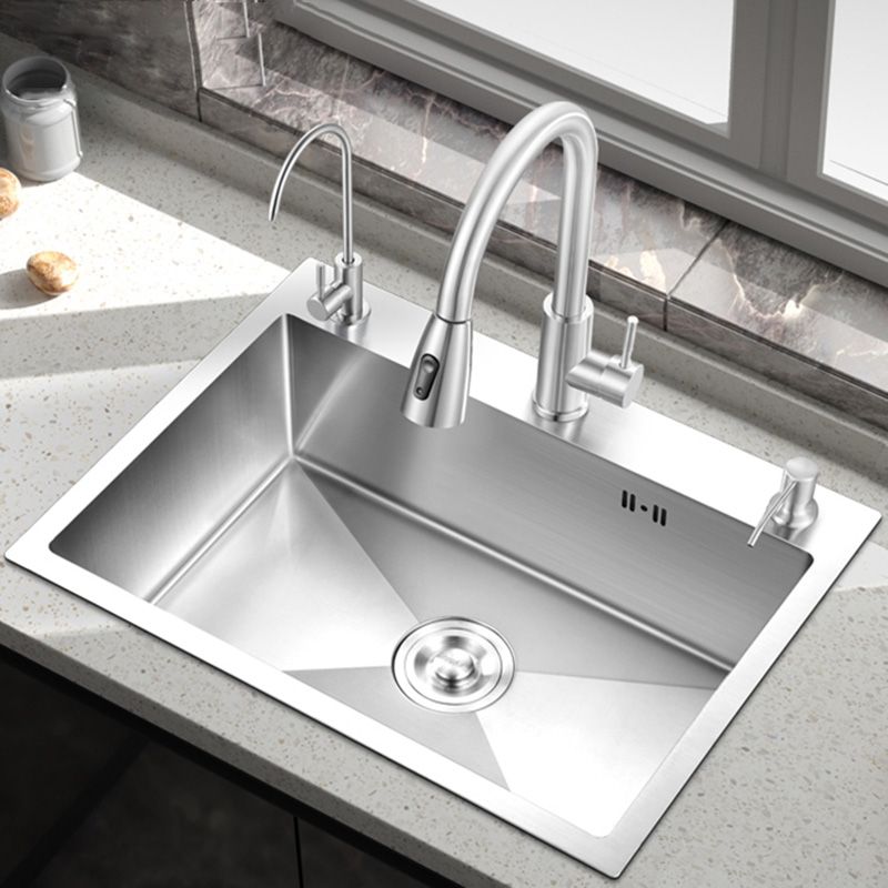Contemporary Stainless Steel Kitchen Sink Single Bowl Rectangle Sink with Soap Dispenser Clearhalo 'Home Improvement' 'home_improvement' 'home_improvement_kitchen_sinks' 'Kitchen Remodel & Kitchen Fixtures' 'Kitchen Sinks & Faucet Components' 'Kitchen Sinks' 'kitchen_sinks' 1200x1200_5b2afc05-d4e6-4113-aba9-58f4174a6696