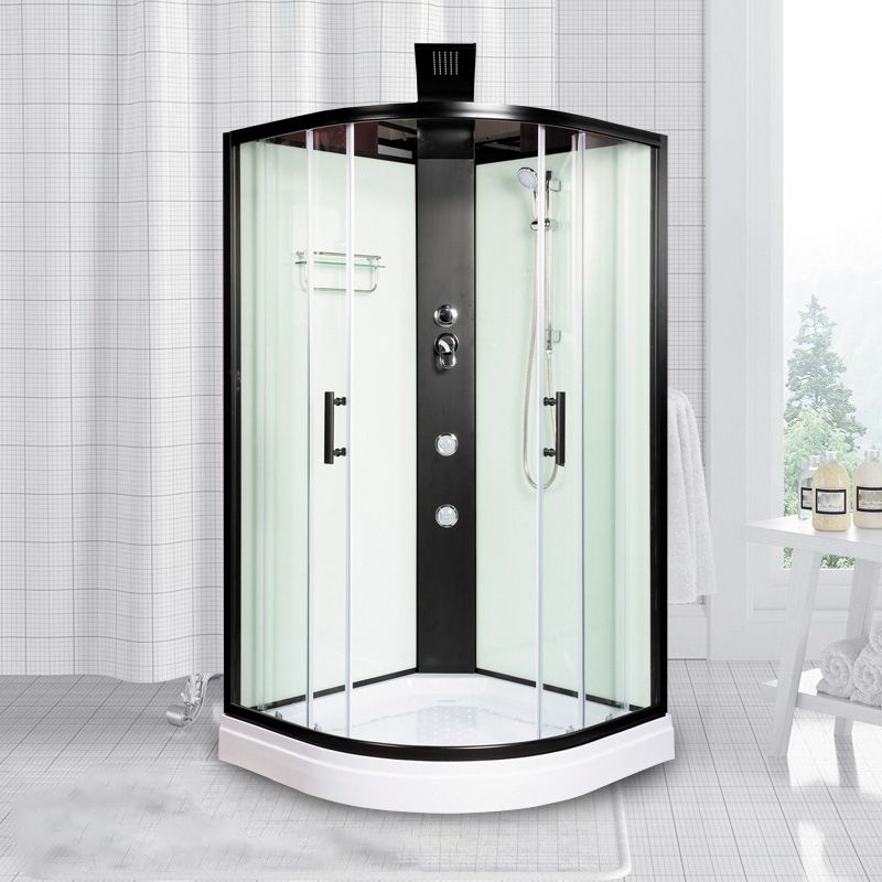 Double Sliding Shower Stall Semi-Frameless 82.5" H Shower Stall in White Clearhalo 'Bathroom Remodel & Bathroom Fixtures' 'Home Improvement' 'home_improvement' 'home_improvement_shower_stalls_enclosures' 'Shower Stalls & Enclosures' 'shower_stalls_enclosures' 'Showers & Bathtubs' 1200x1200_5b3daccd-4813-4209-bdcf-ceb6bc3f5ef8