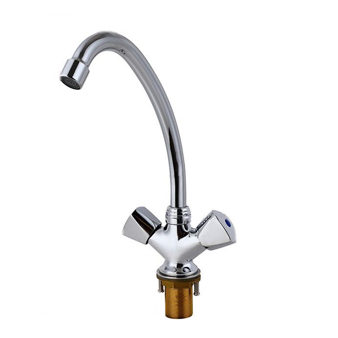 Contemporary Kitchen Faucet Double Handle High Arch Water Filler in Chrome Clearhalo 'Home Improvement' 'home_improvement' 'home_improvement_kitchen_faucets' 'Kitchen Faucets' 'Kitchen Remodel & Kitchen Fixtures' 'Kitchen Sinks & Faucet Components' 'kitchen_faucets' 1200x1200_5b3de336-4022-4d3e-9748-b45f362dced8