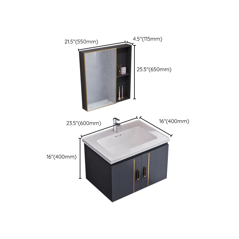 Glam Single Wall Mount Sink Vanity Gray Metal Base Rectangular Vanity Set Clearhalo 'Bathroom Remodel & Bathroom Fixtures' 'Bathroom Vanities' 'bathroom_vanities' 'Home Improvement' 'home_improvement' 'home_improvement_bathroom_vanities' 1200x1200_5b5d0fa3-4653-4883-900e-bbc7d19e7d33