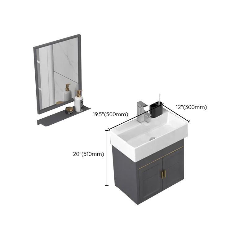 Modern Single Bath Vanity Wall Mount Ceramic Top Bathroom Vanity Clearhalo 'Bathroom Remodel & Bathroom Fixtures' 'Bathroom Vanities' 'bathroom_vanities' 'Home Improvement' 'home_improvement' 'home_improvement_bathroom_vanities' 1200x1200_5b68b3fa-d2d7-42ba-a13b-026197cf7ac9