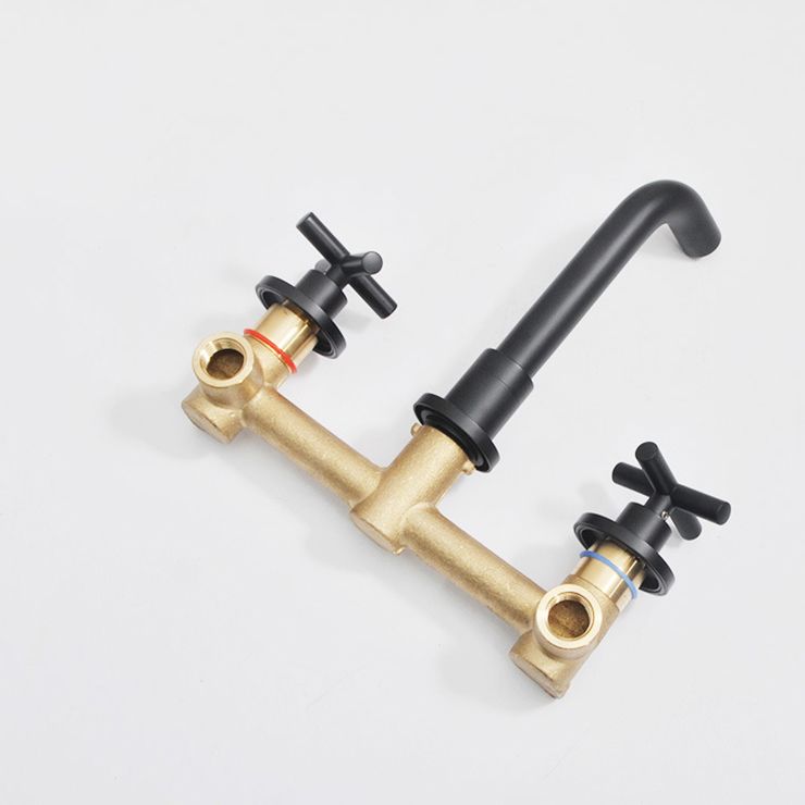 Modern Wall Mounted Sink Faucet Cross Handles Wall Mounted Faucets Clearhalo 'Bathroom Remodel & Bathroom Fixtures' 'Bathroom Sink Faucets' 'Bathroom Sinks & Faucet Components' 'bathroom_sink_faucets' 'Home Improvement' 'home_improvement' 'home_improvement_bathroom_sink_faucets' 1200x1200_5b6bc4ec-5592-47cf-8186-d265643394e6