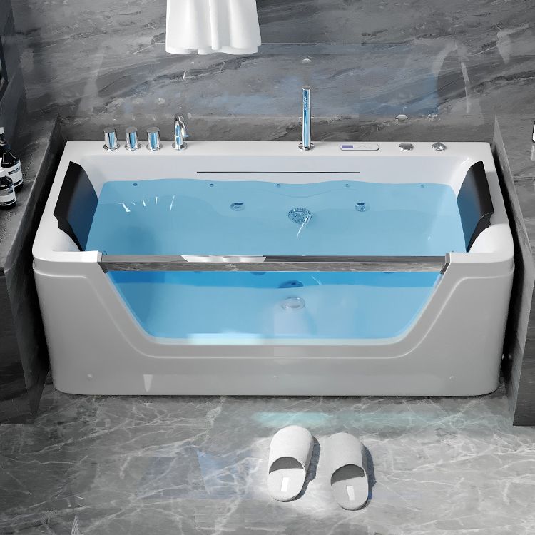 Stand Alone White Bathtub Acrylic Rectangular Modern Center Bath Clearhalo 'Bathroom Remodel & Bathroom Fixtures' 'Bathtubs' 'Home Improvement' 'home_improvement' 'home_improvement_bathtubs' 'Showers & Bathtubs' 1200x1200_5b72954b-1498-4e34-bb1b-f0630e127834