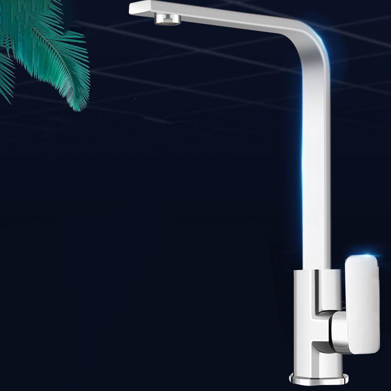 Modern Style Kitchen Faucet Copper Lever Handle Square Kitchen Faucet Clearhalo 'Home Improvement' 'home_improvement' 'home_improvement_kitchen_faucets' 'Kitchen Faucets' 'Kitchen Remodel & Kitchen Fixtures' 'Kitchen Sinks & Faucet Components' 'kitchen_faucets' 1200x1200_5b771854-28ec-46d9-a01c-8e8b19a4d897