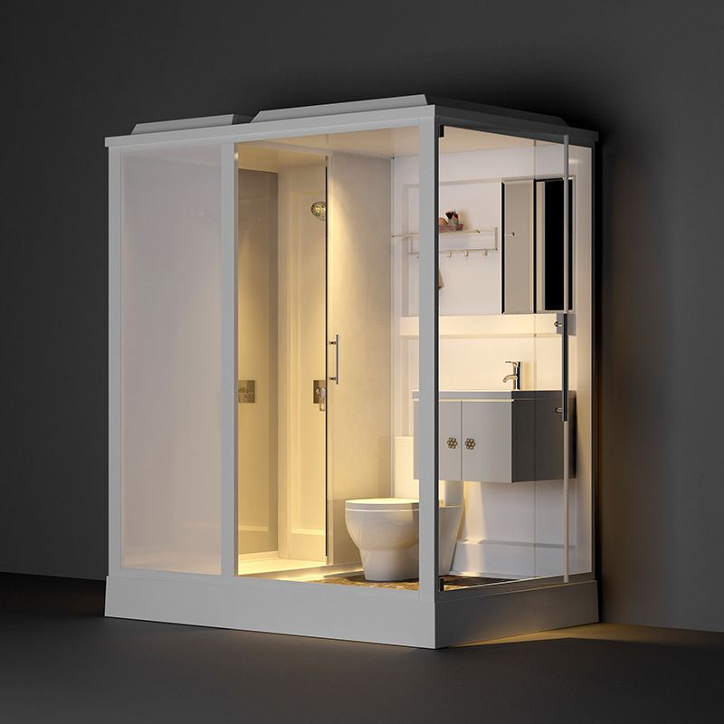 Single Sliding Shower Stall 91" H Framed Rectangle Shower Stall with White Base Clearhalo 'Bathroom Remodel & Bathroom Fixtures' 'Home Improvement' 'home_improvement' 'home_improvement_shower_stalls_enclosures' 'Shower Stalls & Enclosures' 'shower_stalls_enclosures' 'Showers & Bathtubs' 1200x1200_5ba97d87-c58d-4646-915f-644736b9ffda