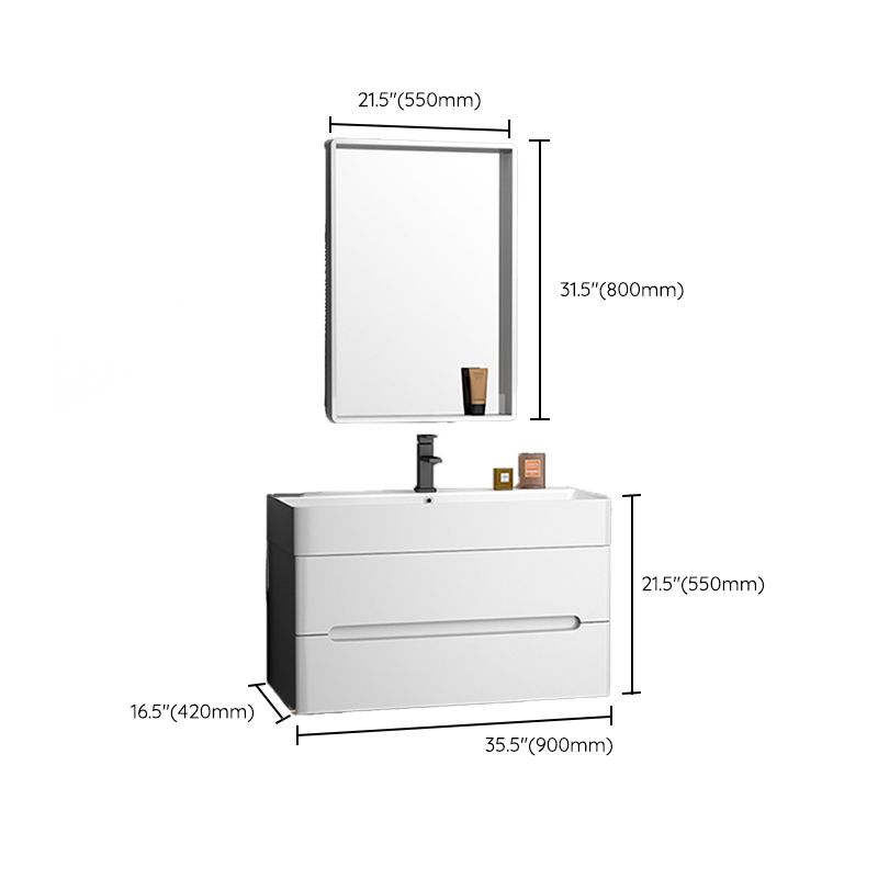 Modern Wooden Sink Vanity White Wall Mount Bathroom Vanity Cabinet with Mirror Clearhalo 'Bathroom Remodel & Bathroom Fixtures' 'Bathroom Vanities' 'bathroom_vanities' 'Home Improvement' 'home_improvement' 'home_improvement_bathroom_vanities' 1200x1200_5baf4316-a567-47a5-87e4-694098a0cd2b