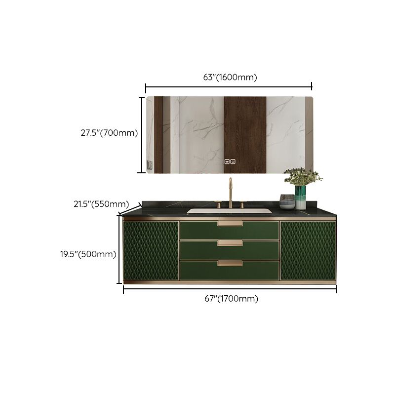 Gorgeous Green Sink Vanity Wall Mount Wooden Bathroom Vanity with Drawers Clearhalo 'Bathroom Remodel & Bathroom Fixtures' 'Bathroom Vanities' 'bathroom_vanities' 'Home Improvement' 'home_improvement' 'home_improvement_bathroom_vanities' 1200x1200_5bb29dbf-3d19-46b8-b902-b079a4245587