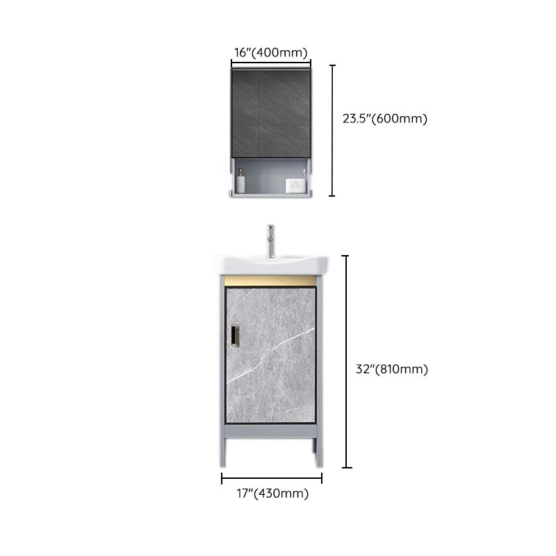 Freestanding Aluminium Bathroom Sink Vanity Gray with Faucet Bathroom Vanity Cabinet Clearhalo 'Bathroom Remodel & Bathroom Fixtures' 'Bathroom Vanities' 'bathroom_vanities' 'Home Improvement' 'home_improvement' 'home_improvement_bathroom_vanities' 1200x1200_5bbaae5c-2a7a-4c4a-87c9-e1bd447ff3cf