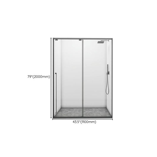 Gray Single Sliding Door Shower Door Tempered Glass Shower Door Clearhalo 'Bathroom Remodel & Bathroom Fixtures' 'Home Improvement' 'home_improvement' 'home_improvement_shower_tub_doors' 'Shower and Tub Doors' 'shower_tub_doors' 'Showers & Bathtubs' 1200x1200_5be819a9-4353-46e2-92a8-077336eb1b14