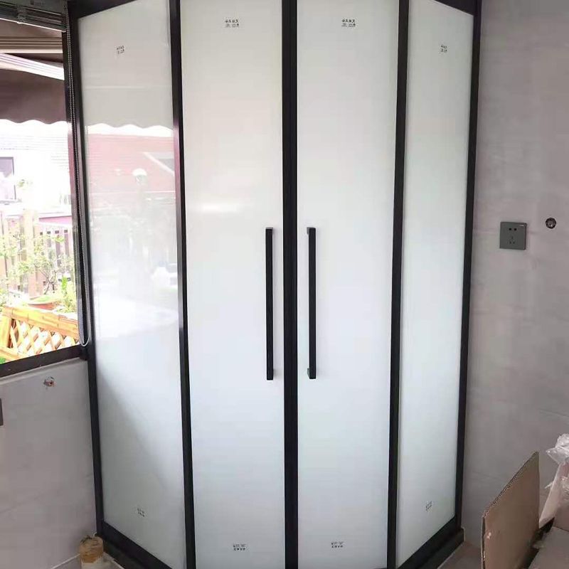 Corner Framed Shower Kit Neo-Angle Tempered Glass Shower Kit Clearhalo 'Bathroom Remodel & Bathroom Fixtures' 'Home Improvement' 'home_improvement' 'home_improvement_shower_stalls_enclosures' 'Shower Stalls & Enclosures' 'shower_stalls_enclosures' 'Showers & Bathtubs' 1200x1200_5bf8813d-adb5-4063-8b8e-1f4f04dd9749