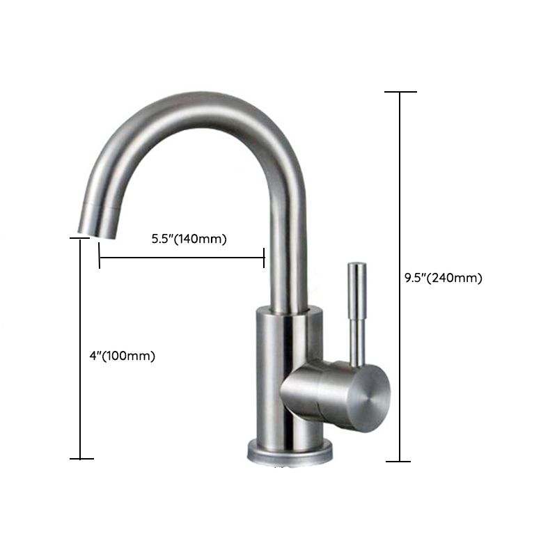 Stainless Steel Kitchen Faucet Single Handle Gooseneck Faucet Clearhalo 'Home Improvement' 'home_improvement' 'home_improvement_kitchen_faucets' 'Kitchen Faucets' 'Kitchen Remodel & Kitchen Fixtures' 'Kitchen Sinks & Faucet Components' 'kitchen_faucets' 1200x1200_5c37edd9-d929-42bd-9f27-88b7a9bf3d90