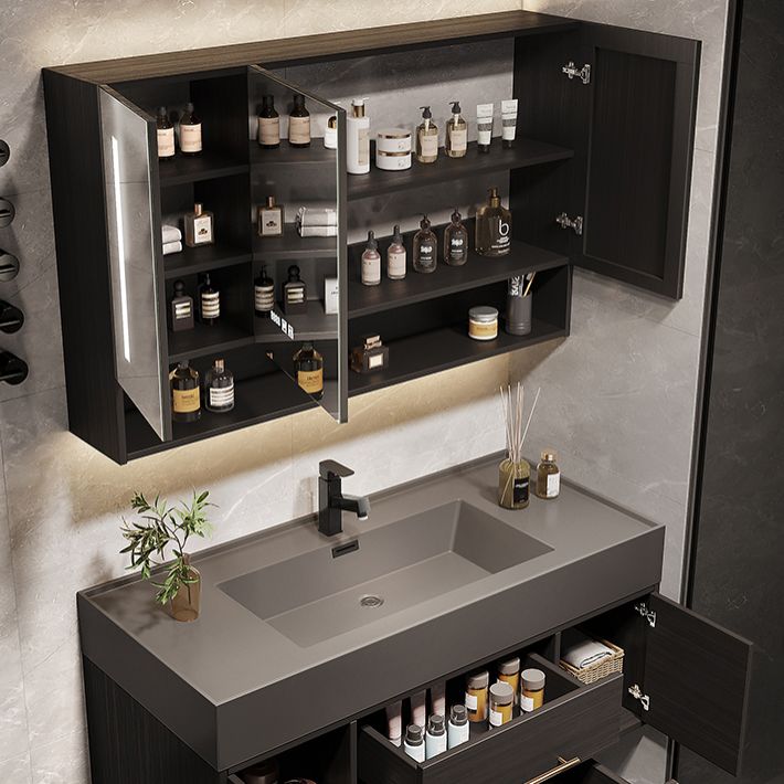 Wall Mount Bathroom Sink Vanity Glam Bathroom Vanity Set with Mirror Clearhalo 'Bathroom Remodel & Bathroom Fixtures' 'Bathroom Vanities' 'bathroom_vanities' 'Home Improvement' 'home_improvement' 'home_improvement_bathroom_vanities' 1200x1200_5c5951b7-18ce-48e1-9888-f4dae3d3939d