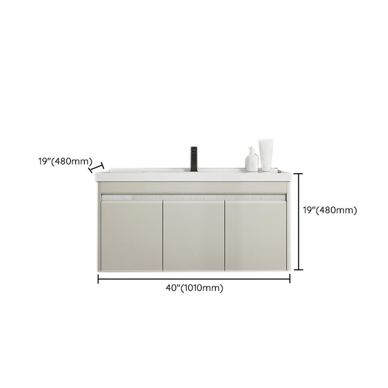 Modern Metal Sink Vanity Wall Mount Khaki Tone Bathroom Vanity with Mirror Cabinet Clearhalo 'Bathroom Remodel & Bathroom Fixtures' 'Bathroom Vanities' 'bathroom_vanities' 'Home Improvement' 'home_improvement' 'home_improvement_bathroom_vanities' 1200x1200_5c6b859e-6eb1-47c6-8b00-a7c0d9c35e8b