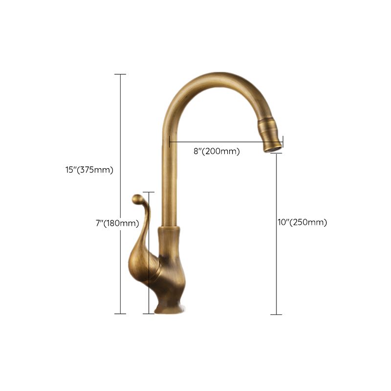 Traditional Kitchen Faucet Brass High Arc Gold Standard Kitchen Faucets with Single Handle Clearhalo 'Home Improvement' 'home_improvement' 'home_improvement_kitchen_faucets' 'Kitchen Faucets' 'Kitchen Remodel & Kitchen Fixtures' 'Kitchen Sinks & Faucet Components' 'kitchen_faucets' 1200x1200_5c6fb307-3a88-4adf-b297-9cec601d02c8